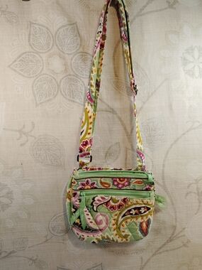 Vera Bradley Light Green Paisley Quilted Crossbody Bag